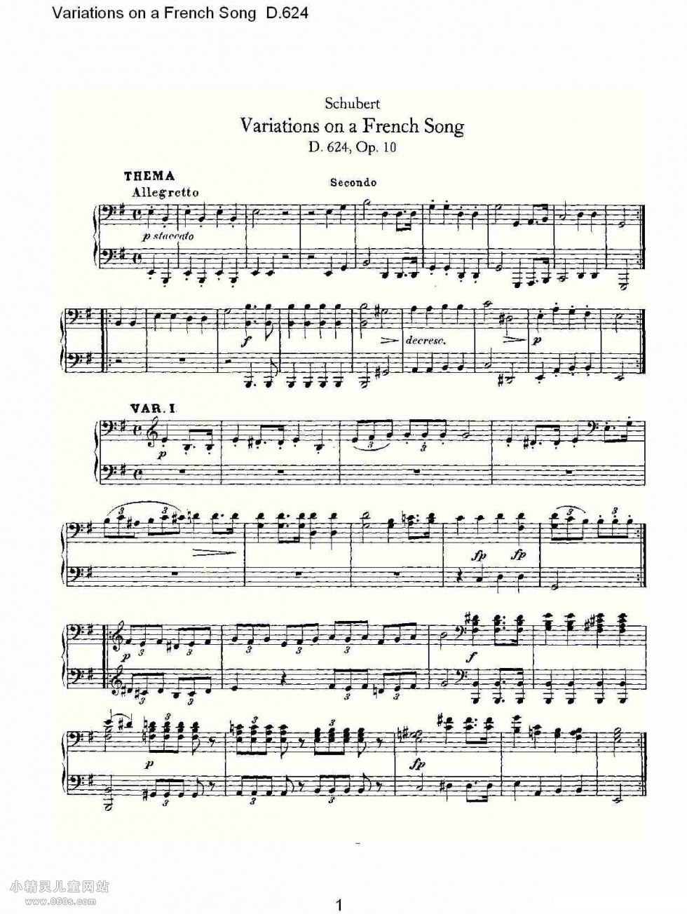 Variations on a French Song D.624 D.624