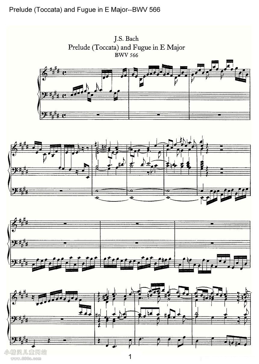 Prelude (Toccata) and Fugue in E Major--BWV 566ܷף
