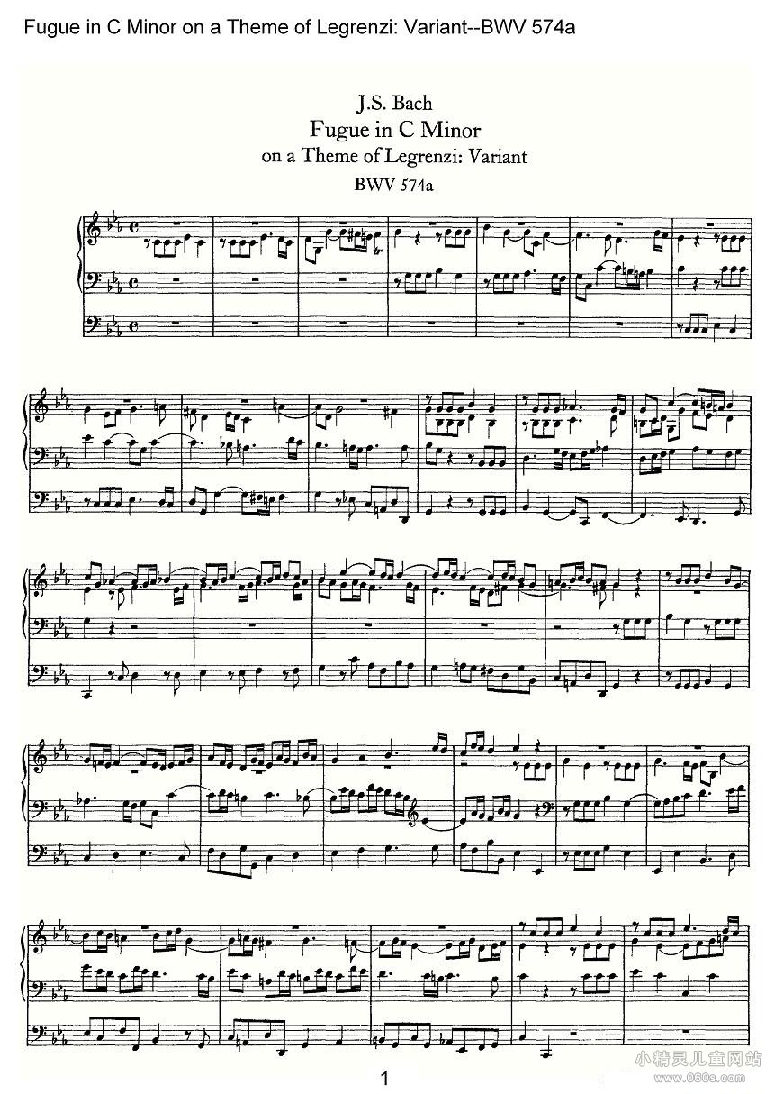 Fugue in C Minor on a Theme of Legrenzi: Variant--BWV 574aܷ٣